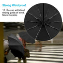 Travel Umbrella Large Umbrella Windproof Waterproof,Compact Folding Black U D3U6