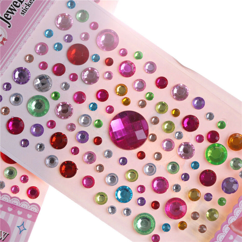 1 Sheet Self Adhesive Rhinestone Crystal Bling Stickers Round Phone DecorCraf 3C