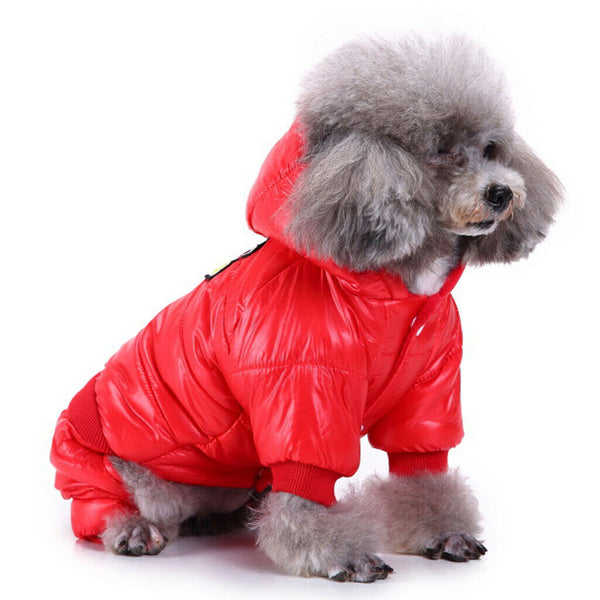 Pet Dog Cat Hoodie Jacket Winter Warm Windproof Costume Coat Red