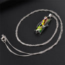 Rainbow Crystal Rhinestone Charm Pendant Long Chain Necklace Bridal Jewelry JR