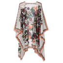 Women Chiffon Kimono Cardigan Floral Print Asymmetric Boho Loose Outerwear