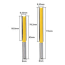 4pc 2" Cutting Dual Edge 2 Flute Straight Shank Flush Trim Router Bit Cutter