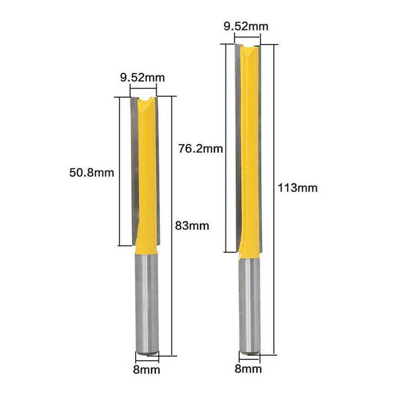 4pc 2" Cutting Dual Edge 2 Flute Straight Shank Flush Trim Router Bit Cutter