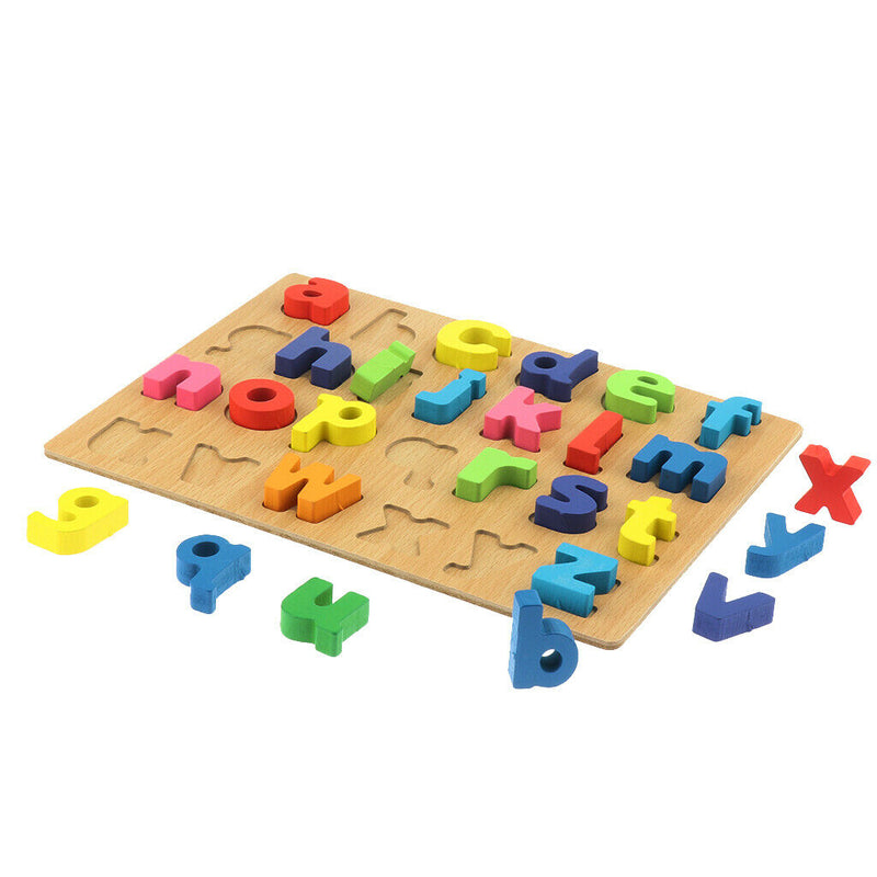 Wooden Alphabets Number Puzzle Board Color Letter Blocks Toys for Kids Education