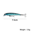 Minow 7.5cm/5.6g Fishing tackle 6 Color Hook peche Baits Lure E4N9 Wobbler M1Q0