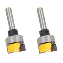 2PCS Template Flush Trim Hinge Mortising Router Bit, 1/4'' Shank Slot Cutter