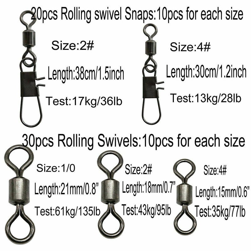 160Pcs Fishing Tackle Accessories Kit Swivels Snaps Sinker Beads Weights Ho O9D1