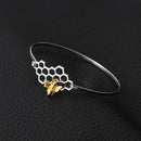 Fashion Women Geometric Honeycomb Bangle Bee Pendant Charm Bracelet Jewelry