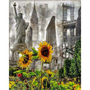 Building Sunflower Picture Full Round Rhinestone Diamond Painting Craft
