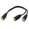 Black 3.5mm 1/8" Female To Dual 3.5mm Jack Female Y Splitter Stereo Audio CablJR