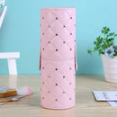 Fashion Leather Makeup Brush Storage Case Empty Holder Organizer (Pink L) A