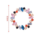 Round Circle Colorful Crystal Pendant Drop Earrings Women Wedding Simulated