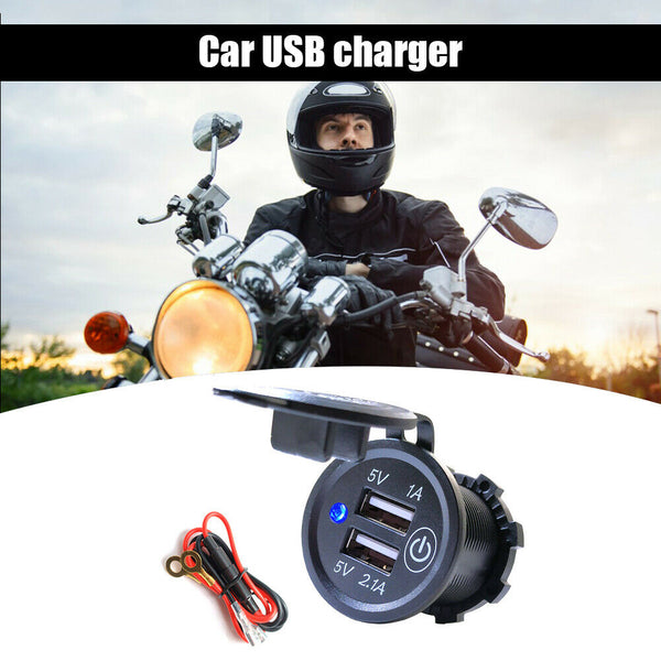 3.1A Waterproof USB Charger Socket Touch Switch Power Outlet for Car Motorcycle