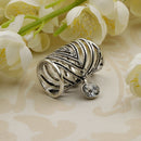 Clear Crystal Charms Dangle Silk Chiffon Scarf Rings Tube Buckle Jewelry