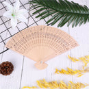 Retro Bamboo Fan Folding Wooden Carved Hand Fans for Outdoor Wedding Party FavJR