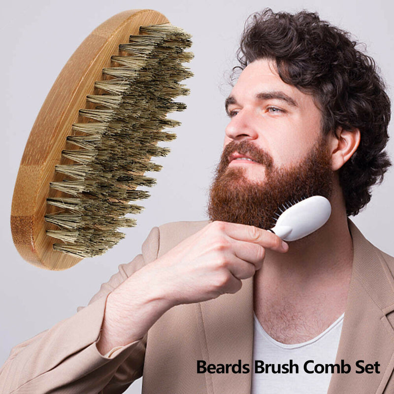 Soft Bristle Wood Beard Brush Comb Set Hairdresser Shaving Grooming Tool A