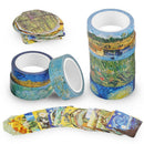 Van Gogh Inspired Washi Masking Tape Set of 8 Rolls + 90 pcs Planner Sticke