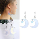 1 Pair New Iridescent Acrylic Crescent Moon Earrings Rainbow Statement Earring