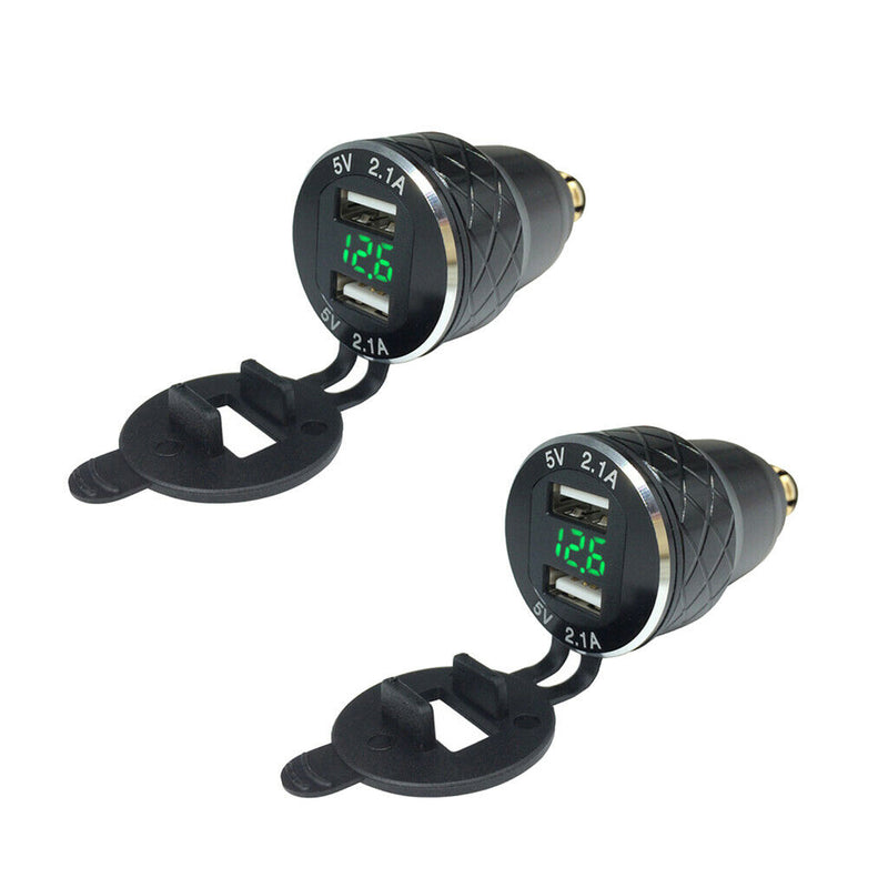 2x Motorcycle Scooter Double USB Charger DIN Socket Voltmeter For BMW F800 F650