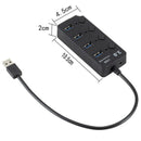 1Pc New Black 4 Ports USB 3.0 Hub Splitter AC Power Adapter For PC 5Gbps