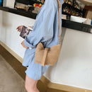 Women Handmade Straw Woven Shoulder Bags Beach Messenger Handbags (Brown)