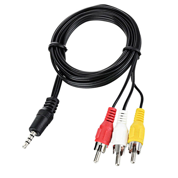 3.5mm to 3 RCA AV A/V Audio Video TV Cable for Sony DSLR DV Camcorder