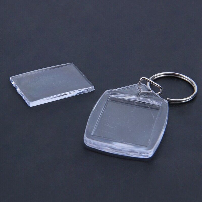 5x Clear Acrylic Blank Keyrings Insert Passport Photo Keychain Keyfob G2H8