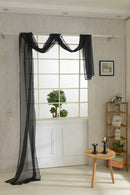 550*80cm Black Solid Voile Tab Top Curtain Scarf Drapes Valance Sheer Panel