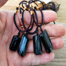 Natural Black Tourmaline Schorl Pendant Chunk Reiki PROTECTION Chakra New X A8V6