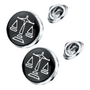 2pcs Black Scale Of Justice Collar Lapel Badge