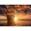 5D DIY Full Drill Diamond Painting Sunset Ship Cross Stitch Embroidery Kits