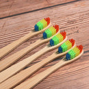 10PCS Delicate Whitening Rainbow Wood Toothbrush Bamboo Fibre Wooden Handle FT