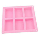 Rectangle 6-Cavity Soap Mold Cake ice Silicone Mould Tray Homemade Craft DIY