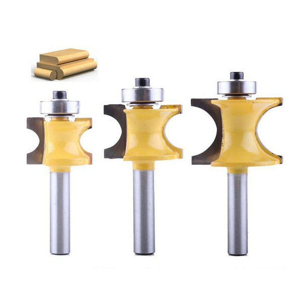 2pcsHalf-round Bearing Router Bit 8mm Shank Bullnose Router Set 12.7/19.05mm