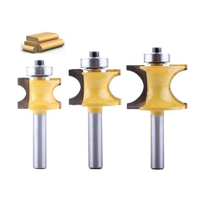 2pcsHalf-round Bearing Router Bit 8mm Shank Bullnose Router Set 12.7/19.05mm