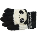 Women Winter Sweet Panda Design Touchscreen Gloves Black White