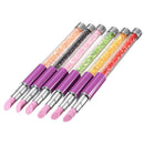 Fashion Manicure Nail Pusher Pens Alloy Diamond Body Quartz Stone Main Scru