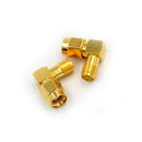 2Pcs RP-SMA Male To RP-SMA Female Male Pin Right Angle RF Connector Adapter MO