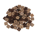 100 Pieces Square Shape Wooden Coconut Shell Buttons 2 Holes for DIY Sewing