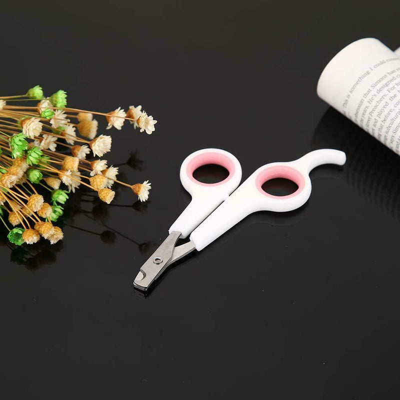 Pet Nail Toe Clipper Scissors Stainless Steel Dog Claw Cutter (White Pink)