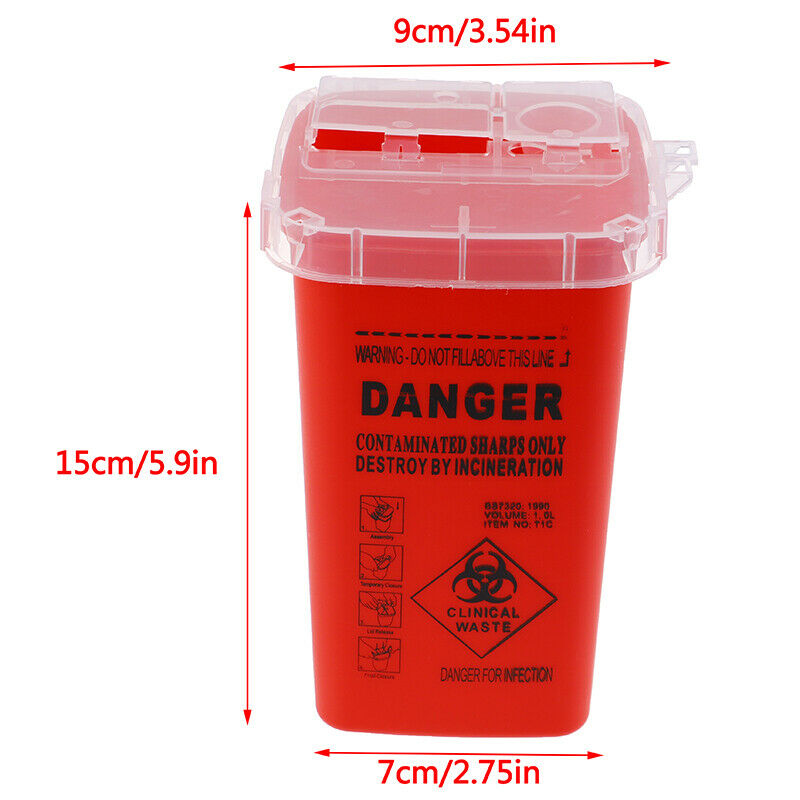 Red Sharps Container Biohazard Needle Disposal for Medical Dental Tattoo TEUS