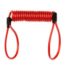 Coiled Lanyard Wire Spring Cord Luggage Lock Safety Cable Loops Red 1.2m