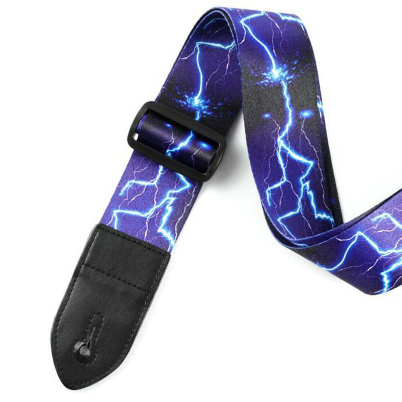 Leather Folk Guitar Strap Adjustable Belt Musical Instrument Parts (Flash) A