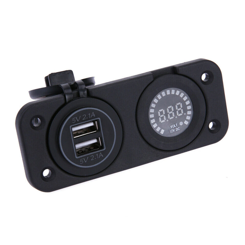 Center Console 4.2A With Aperture Dual USB Blue + 12V Color Voltmeter