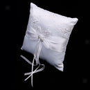 Beautiful Rose Flower Satin Ribbon Ring Pillow Cushion for Wedding 20 x 20cm