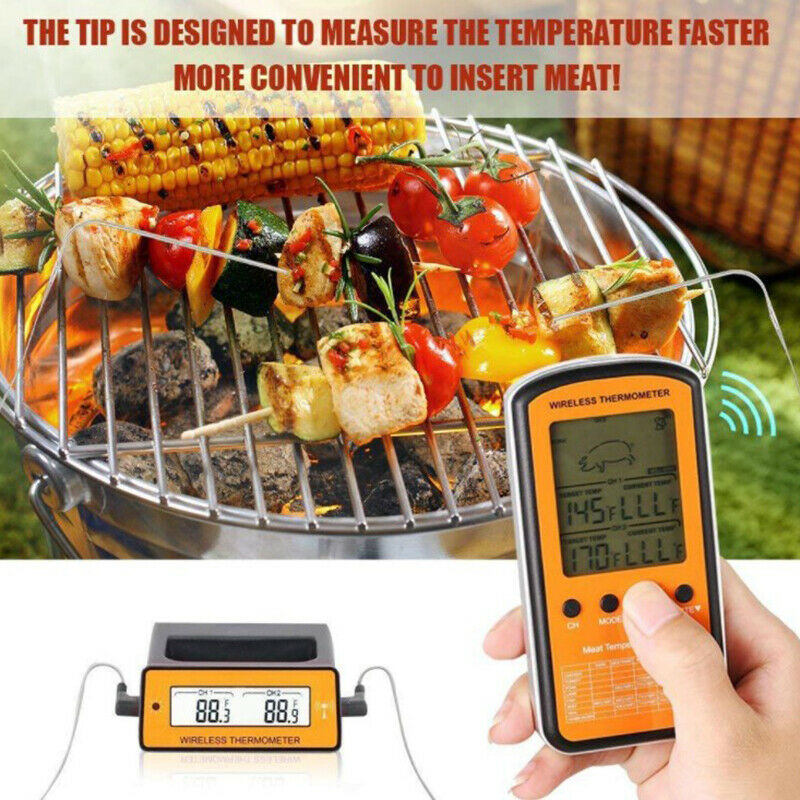 1pc Wireless Remote BBQ Thermometer Dual Probe Digital Cooking MliB Hn