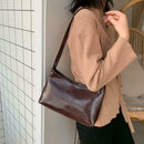 Simple Women Shoulder Bag Leather Totes Retro Travel Handbag (Dark Brown)