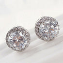 1Pair Crystal Women's Nice Zircon Inlaid Ear Stud Platinum Plated Earrings TR