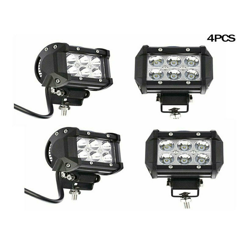 4x 4" 18W 6LED Light Work Bar Spot Lamp Driving For Offroad SUV Car Boat Truck