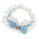 Satin Lace Garter Bride Bow Rhinestone Pearls Thigh Ring Wedding Accessory
